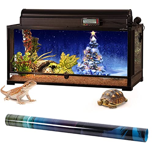 Christmas Aquarium Background Christmas Tree Art Painting Sticker, Fish Tank Background Wallpaper Decoration, Thicken 3D Effect PVC Adhesive Poster,91x61cm