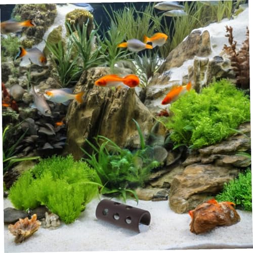 VOSAREA 2pcs Aquarium Breeding Cave and Shrimp Shelter Ceramic Fish Tank Decorative Shelter Red Clay Tree Stump Design, Small Betta Fish and Shrimp Hiding Hideout for Freshwater Aquatic