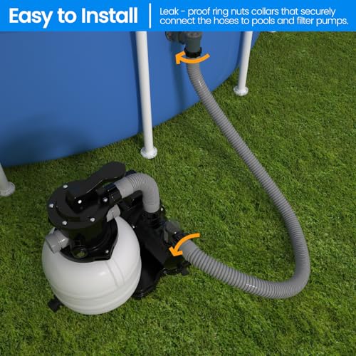 1.5" x 59" Pool Hose Replacement, Pack of 2 - Compatible with Above Ground Pools Filter Pump Hoses, Sand Filters, Saltwater Systems (1,500-2,500 GPH), Grey - color: Gray, size: 1.5" x 59"
