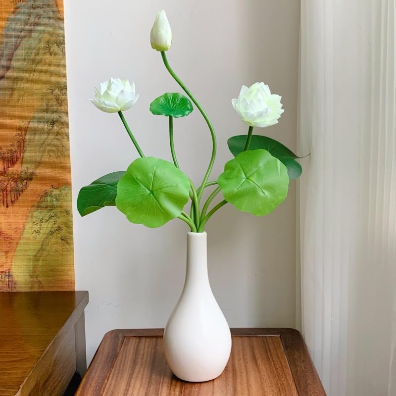 6 Pcs White Artificial Lily, 10" Silk Plants Floating Flowers, Plastic Flowers Lotus Decor for Fish Tank & Home Decor - color: White