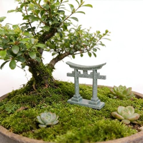 livelyfish Japanese Shinto Torii Gate Aquarium Decorations Asian Fish Tank Decorations Japan Style Bridge Landscape Ornaments Decor, M - size: 2.8X3.3X0.9 inches