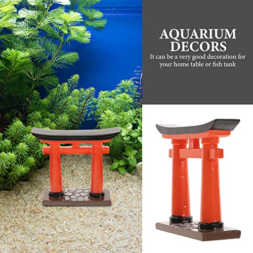 STOBOK Japanese Torii Gate Miniature Shrine Fairy Gardens Decor Zen Garden Japan Torii Gate Prop Altar Shelf Bridge Landscape Ornament for Aquarium Fish Tank Decor