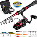 Ghosthorn Fishing Rod and Reel Combo Collapsible Fishing Pole Telescopic Fishing Rod Combo Travel Portable Fishing Set Carbon Fiber with Carrier Bag for Saltwater Freshwater - size: 2.4m/8ft, style: Full Kit With Carrier Bag