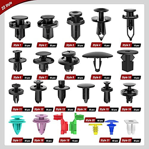 Nilight 725Pcs Car Push Retainer Clips & Auto Fasteners Assortment -23 Most Popular Sizes Nylon Bumper Fender Rivets with 10 Cable Ties and Fasteners Remover for Toyota GM Ford Honda Chevy - color: 680Pcs Clips + Remover