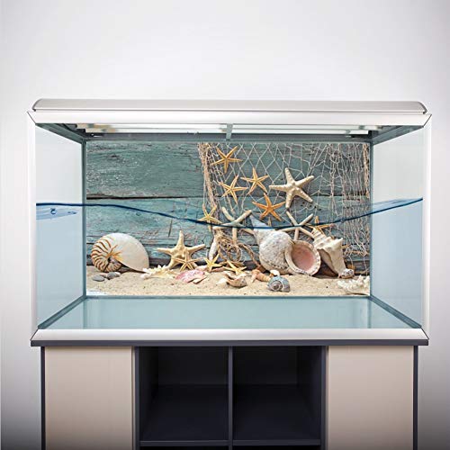 FILFEEL Aquarium Background Fish Decorations 3D Effect Adhesive Seashell Starfish Poster PVC Adhesive Decor Paper Sticker Paper Cling Decals (61x41cm)