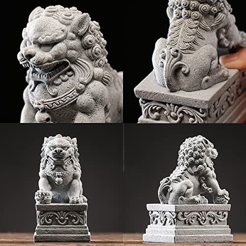 livelyfish Large Asian Fu Foo Dogs Statues A Pair of Two Guardian Lion Sandstone Figurine Pets Fish Tank Aquarium Landscape Ornaments Accessories Feng Shui Decorations, XL - size: D