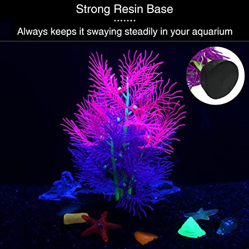 Aquarium Decorations Glowing Silicone Ornament for Tank Landscape Decor - Betta Fish Tank (Purple)