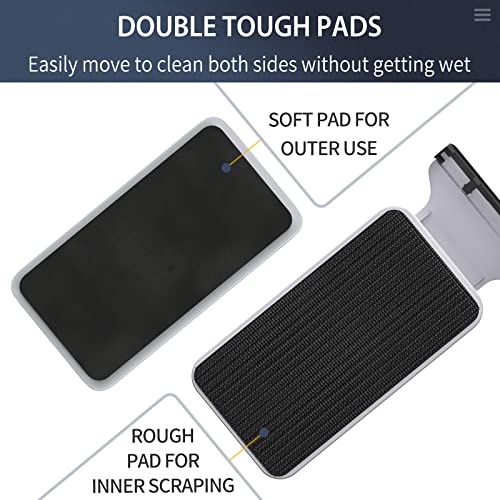 Pawfly Aquarium Strong Magnetic Brush Stain Cleaner with Detachable Stainless Steel Scraper and Non-Slip Handle 4 Inch Floating Cleaning Scrubber Tool for Glass Fish Tank (Not for Acrylic Tank) - size: Medium