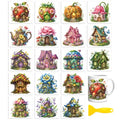 Peacoblue 18 Sheets Rub on Transfers for Crafts, Fairy House and Tale House 3.6"x3.9" UV DTF Cup Wraps Waterproof Cold Transfers Stickers for Wood Glass Metal Cup Tumblers Mirrors Mugs Home Decor - style: Fairy House and Fairy Tale House