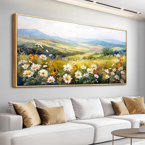 ZUITINGHUA Wood Framed Canvas Wall Art For Living Room Large Wall Decor For Office Bedroom Decoration Pastoral Scenery Pictures Flower Painting Artwork Room Wall Mural Aesthetic Home Decor 30x60 In - color: Pastoral Wood Framed 1, size: 60"L x 30"W