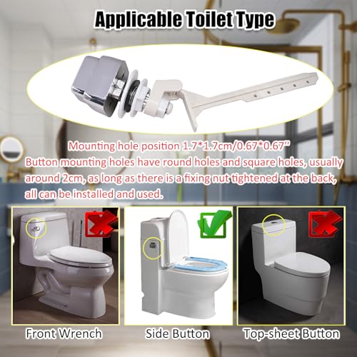 Toilet Handle Tank Flush Lever,Push Button Toilet Tank Handle Replacement for Universal Side Mount Toilet Trip Lever Tank Flush Lever