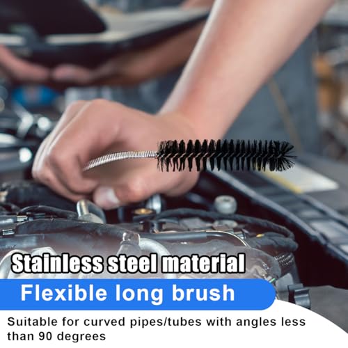 78 Inch Flexible Long Drain Brush, Nylon Stainless Steel Flexible Feeding Tube Cleaning Brush, Double Ended Elastic Slim Hose Pipe Brush Auto Sunroof Drain Hole Cleaner for Car Fridge (Black) - color: Black