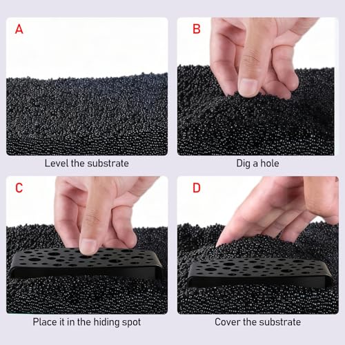 2-Pack Black Shrimp Hides, Aquarium Cave Hides with Multi-Sized Holes, Secure & Stable Breeding & Viewing Caves for Cherry Shrimp, Dwarf Shrimp and Small Fish