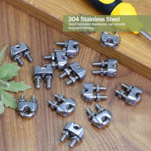 12pcs M3 Wire Rope Clamp, 1/8 inch Cable Clamps Stainless Steel Wire Rope Clips - size: M3