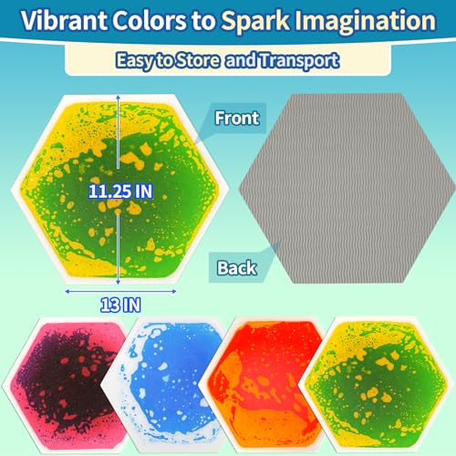 Liquid Sensory Floor Tiles for Kids Toddlers - 4 Pack Hexagon Puzzle Lava Mats for Kids Sensory Development & Creative Play, Calming Gifts for Autism, Home, Classroom Playrooms - style: Hexagon Tiles (4-Pack)