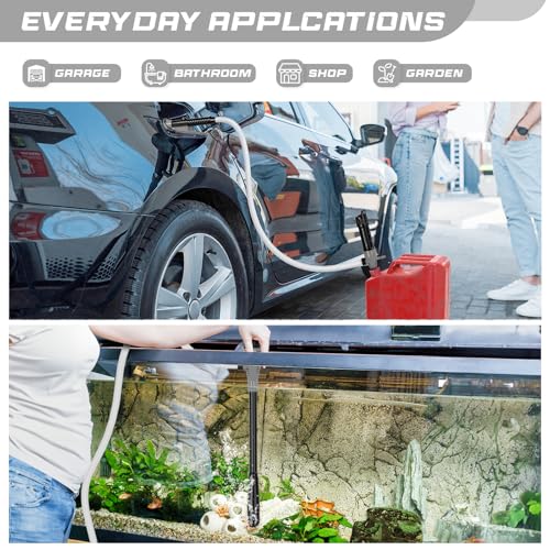 Portable Transfer Pump Battery Operated Electric Siphon Pump for Gas, Fuel, Diesel, Water Transfer 2.4 GPM Flow Oil Extractor, 47 Inches Hose-Easy to Use Hand Fuel Pump, Multi-Use Transfer Pump(Grey) - size: 1 Pack Grey 2