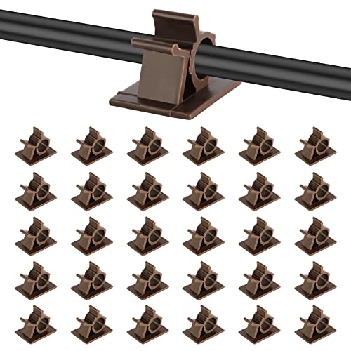 Viaky Adjustable Cable Clips, 30 Pcs Brown Adhesive Holder Ideal Cord Winder Management for Organizing Wires-Car Home Office and Desk Nightstand - color: 30brown, size: for 0-0.4''(10mm) cable