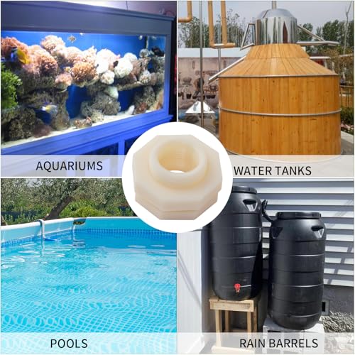 ChillWaves ABS Bulkhead Fitting 1/2" Double Thread Connector Adapter for Water Tank, Aquariums, Rain barrels(8-PACK) - size: 1/2 INCH, style: Bulkhead Fitting