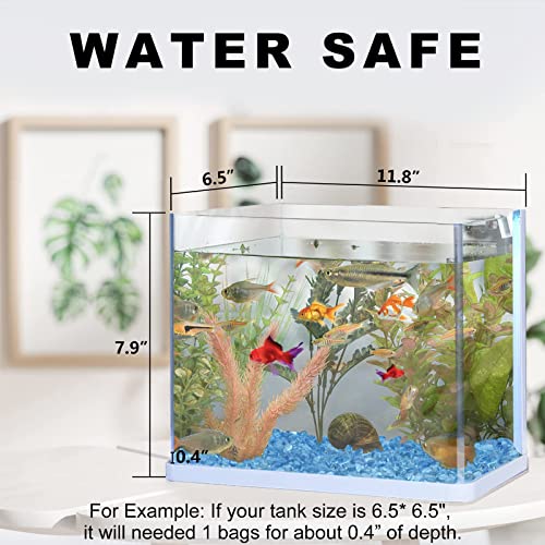Keedolla Aquarium Sea Glass Stones, 0.93LB Clear Glass Pebbles Marble Aquarium Fish Tank Rocks Gravel for Turtle Tank, Vase Fillers, Christmas Decoration - Light Blue - color: Light Blue, size: 0.93 Pound