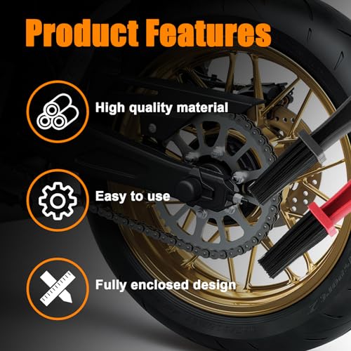 Ziciner 2 PCS Motorcycle Chain Brush, Bike Chain Cleaning Brush with Double-Ended Brushes, Durable Motor and Bicycle Chain Gears Maintenance Cleaning Tool, Motorcycle Accessories (Black+Red) - color: Black+red