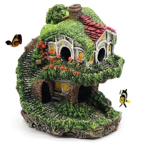 relaqcc Aquarium Decor Hideaway Cave, Betta Fish Tank House Accessories for Amphibians, Goldfish, Shrimp, Conch - style: Type-B