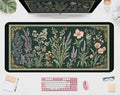 Deep Green Retro Desk Pad, Plant Flower Mouse Pad XXL, Large Gaming Mouse Mat, Laptop Pad, Desktop Protective Pad, Computer Mats with Stitched Edges, Women Office Desk Accessory 31.5"X15.7" - color: Green Lavender
