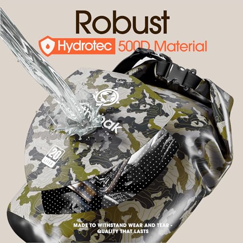Earth Pak Waterproof Dry Bag - Roll Top Waterproof Backpack Sack Keeps Gear Dry for Kayak with Waterproof Phone Case - color: Camo, size: 20L