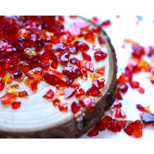 Agate Red Crushed Glass Craft Glitter,Irregular Broken Sprinkles,2-4mm Crystal Chunky Glass Chips,for DIY Fish Tank Fountain Flower Home Decoration,Or Vase Resin Colorful Filler.(100g) - color: Agate red