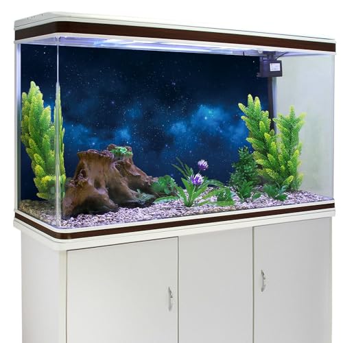 AWERT 36x24 inches Galaxy Aquarium Background Cloud Stars and Blue Cosmic Universe Fish Tank Background Mystery Space Terrarium Background - size: 36x24in/90x60cm