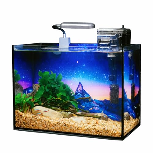 Slim Aquarium Filter 42 GPH Small Fish Tank Filter for 2.5 to 5 Gallon Tanks, Adjustable Flow Pre-Filter Sponge for Betta, Shrimp, Turtle Nano Reef Ideal Fish Tank Pump