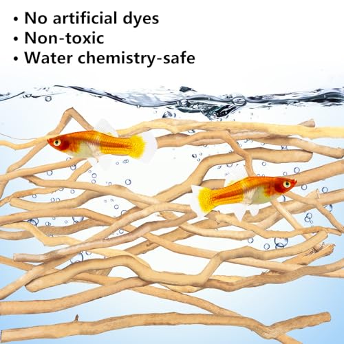 Hamiledyi Natural Driftwood for Aquarium Decor - Red Moor Wood 10"-15" Long Assorted Shapes (200g) Safe Branches for Fish Tank & Reptile Habitat - Natural Aquarium Wood Decorations (Medium Branches)