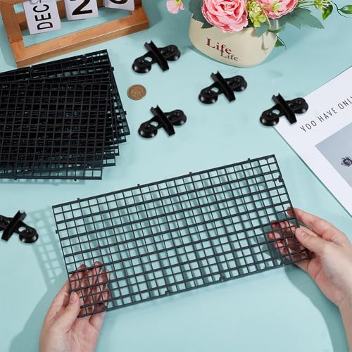 BENECREAT 12 Pcs Plastic Fish Tank Divider with 24 Suction Cups, 11.7x5.9 Inch Aquarium Isolation Grid Board for Separating Different Fish, Black - color: Black