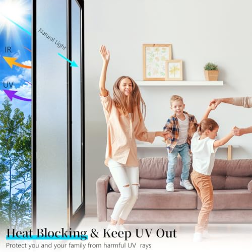 Niviy Frosted Glass Window Privacy Film Decorative, 78.7 x 23.6 Inch Static Cling Bathroom Window Frosting Film Day and Night Privacy Frosted Windows Cling Home Glass Door Cover - color: Pure, size: 23.6"x 78.7"