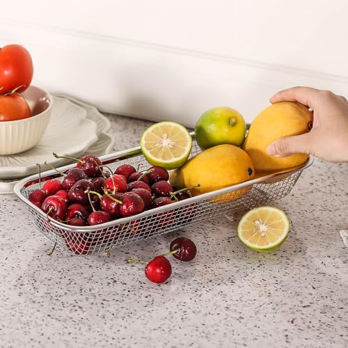 2Pack Stainless Steel Tumbler Cup Lid Organizer Inside Cabinet, Mason Jar Lid Holder, Rectangular Basket for Storage of Silverware, Chopsticks, straws and Utensils - style: SilverModern-2pack