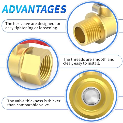 ChillWaves Brass Ball Valve, Air Compressor Ball Valve Shut Off Switch 1/8" NPT Male x 1/8" NPT Female Thread Pipe Fitting(4-PACK) - size: 1/8" MNPT x 1/8" FNPT, style: PACK OF 4