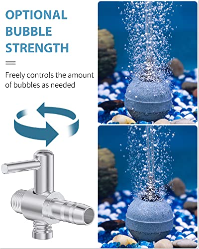 Pawfly 24 Pack Aquarium Thread Air Control Valves for 3/16" ID Airline Tubing Single Way Chromium Copper Air Flow Regulators for Air Pumps