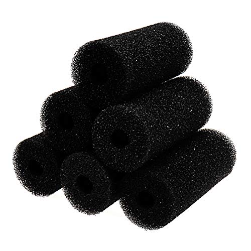Xiaoyztan 6 Pcs 5.9 x 2.5 Inch Aquarium Pre-Filter Sponges Foam Filter Cartridges with 0.8" Hole Diameter (Black)