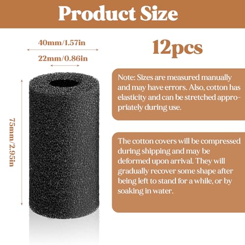 12PCS Pre Filter Sponge, Aquarium Filter Sponge 0.87" Aquarium Intake Sponges Replacement AquariumFilter Accessories for Freshwater Saltwater Aquariums Fish Tank FilterAccessories
