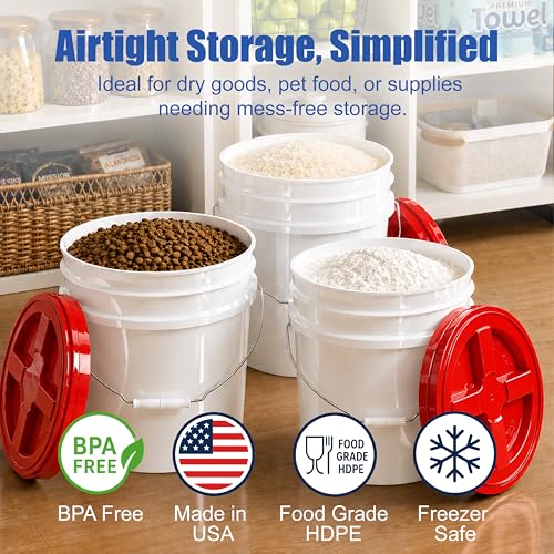 ePackageSupply 3.5 Gallon Bucket with Lid - Food Grade Bucket with Airtight Gamma Seal Screw-On Lid, 90 Mil Heavy Duty HDPE Plastic, BPA Free, for Bulk Food Storage, Made in USA - Red, 1 Pack - color: Red, size: 1 Pack