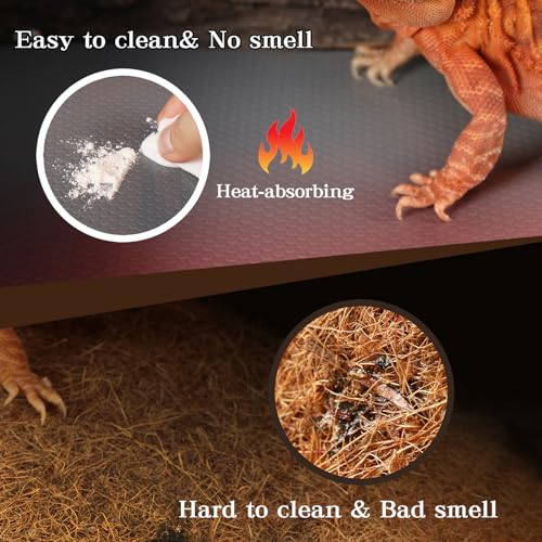 Bearded Dragon Tank Accessories, Reptile Mat, Reptile Terrarium Substrate Liner for Leopard Gecko, Lizard, Snake, Tortoise, Iguana Non-Adhesive Reptile Flooring (18"x36" Grey) - color: 18x36" Grey