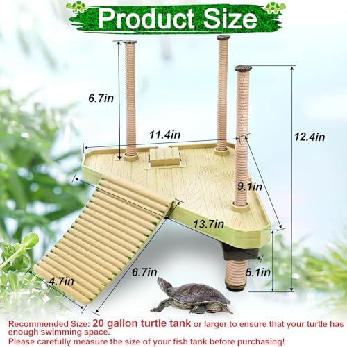 Keedolla Floating Turtle Pier and Basking Platform, Turtle Basking Platform Ramp Tortoise Reptile Floating Docks Climbing Ladder for Crabs, Frogs, Newts, Salamanders - Medium - size: Medium - 20 gallon or larger fish tank