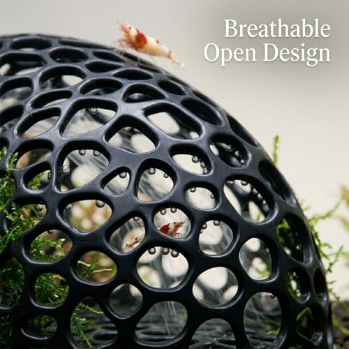 2-Pack Black Aquarium Shrimp Hideouts – Hollow Half-Sphere Shrimp Caves, Fish Tank Shelter Ornament for Small Fish & Shrimp, Porous Nano Tank Habitat