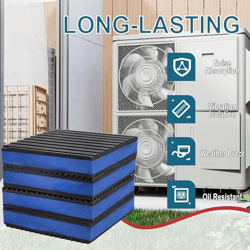 4-Pack Anti Vibration Pads, 4x4x7/8 Inch, EVA Rubber Isolation Mats, Heavy Duty Vibration Isolation Pads for Air Compressos, Conditioner, Treadmill, HVAC Washer Dryer
