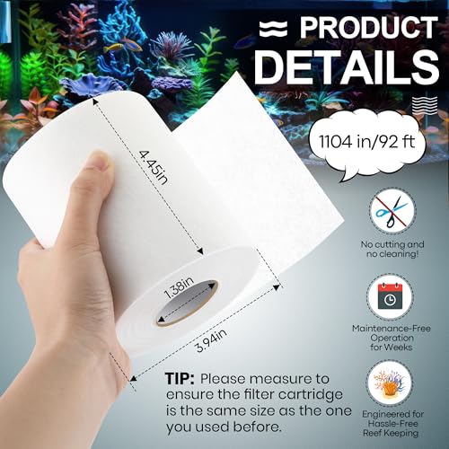 Dreyoo Replacement Fleece Roll Compatible with Reef 500, 92' Long x 4.45" High, High Efficiency Filtration for Reef Aquariums, Easy to Install and Use