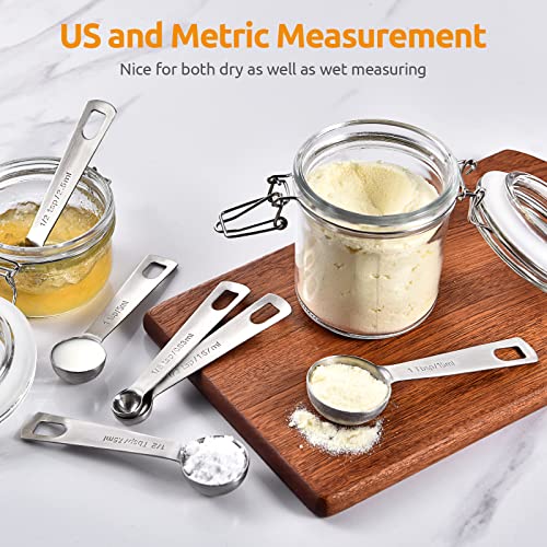 Measuring Spoons: U-Taste 18/8 Stainless Steel Measuring Spoons Set of 6 Piece: 1/8 tsp, 1/4 tsp, 1/2 tsp, 1 tsp, 1/2 tbsp & 1 tbsp Dry and Liquid Ingredients - size: S-6 pcs
