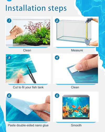 4 Pack Aquarium Background Polyester 11.8 x 11.8 Inch Cloth Fish Tank Background Undersea Corals Sunshines Rock Aquatic Plants Wallpaper with Double-Sided Tape - size: 11.8 x 11.8 Inch