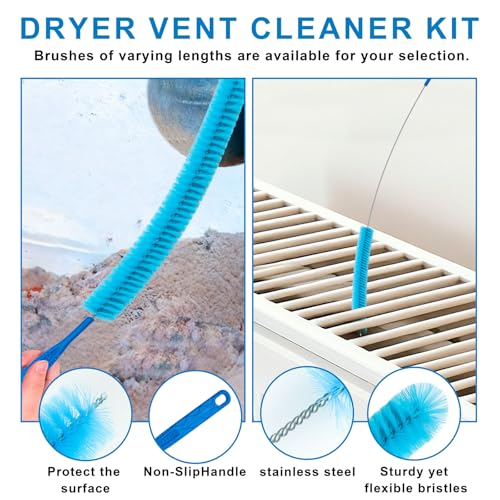 4 Pieces Dryer Vent Cleaner Kit‌ with ‌Lint Brush‌ – Professional ‌Dryer Vent Brush‌, ‌Flexible Cleaning Tools‌ for ‌Lint Trap‌, ‌Appliance Brush‌ & ‌Dryer Filter‌,dryer vacuum hose attachment