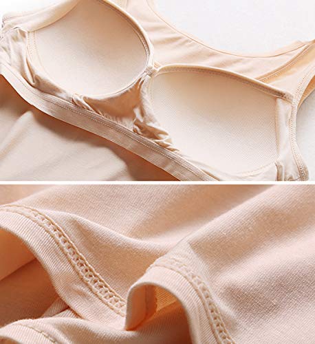 Camisoles for Women with Built in Bra,Basic Yoga Top Layering Tank Top Padded Bra Undershirt(S-3XL) - color: Beige-1 Pack, size: 3X-Large
