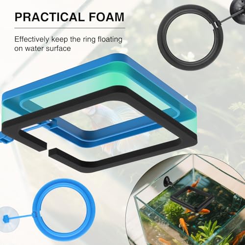 4 Pcs Fish Feeding Ring for Aquarium – Round and Square Floating Food Feeder with Suction Cup, Fish Tank Feeding Ring for Guppy, Goldfish