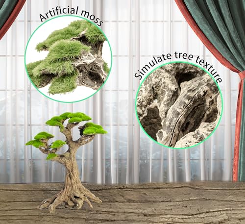 Novelsite Fish Tank Decor- Small Bonsai Trees with Faux Moss- Aquarium Decoration Aqua scaping- Made of Sandstone, Goldfish Betta Fish Tank Decorations - color: Tree-little, size: Tree-Little-s